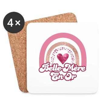 Belle mère en or rainbow rose - cadeau belle mère - Dessous de verre (lot de 4) - blanc - Devant