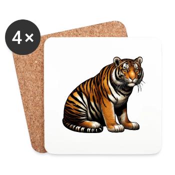 Tigre En Mouvement - Dessous de verre (lot de 4) - blanc - Devant