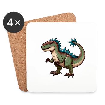 Kawaii Dinosaurier Niedlicher Dinosaurier - Untersetzer (4er-Set) - Weiß - Vorne