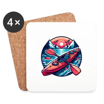 Kayaking Fun, Water Sports - Coasters (set of 4) - white - Front