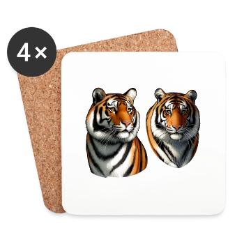 Félin Sauvage - Tigre Majestueux - Dessous de verre (lot de 4) - blanc - Devant