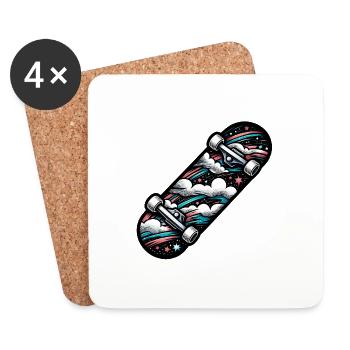 Skateboard-Spaß, coole Fortbewegungsmittel - Untersetzer (4er-Set) - Weiß - Vorne