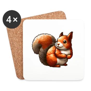 Süßes rotes Eichhörnchen - Untersetzer (4er-Set) - Weiß - Vorne