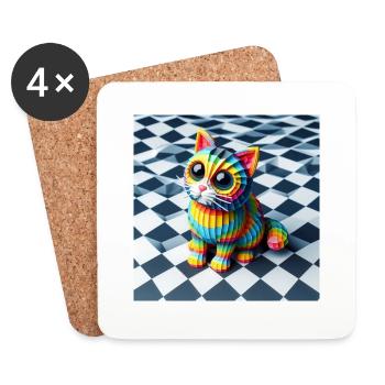Optical IllusionCat - Coasters (set of 4) - white - Front