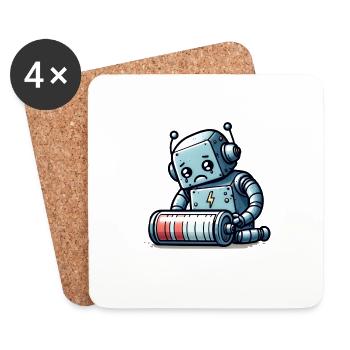 Robot Low Battery Robo-Problems - Coasters (set of 4) - white - Front