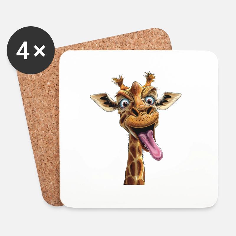 Lustige Giraffe - Untersetzer (4er-Set) - Weiß
