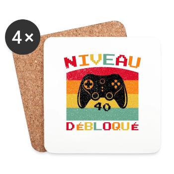 Level 40 freigeschaltet / 40th Anniversary Gamer - Untersetzer (4er-Set) - Weiß - Vorne