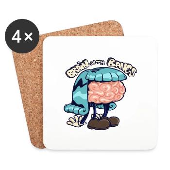 brain with bangs - Coasters (set of 4) - white - Front