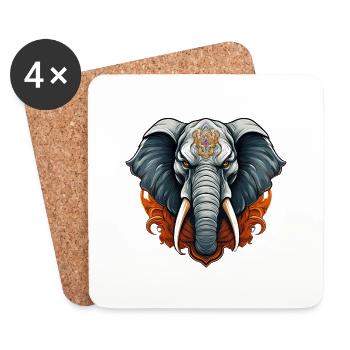 Wild angry pugnacious combative elephant - Coasters (set of 4) - white - Front