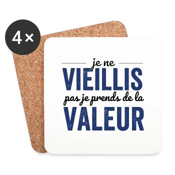 Je ne vieillis pas, je prends de la valeur - Dessous de verre (lot de 4) - blanc - Devant