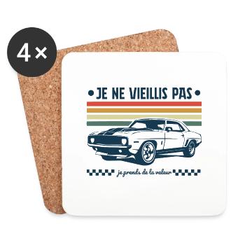 Je ne vieillis pas, je prends de la valeur - Dessous de verre (lot de 4) - blanc - Devant