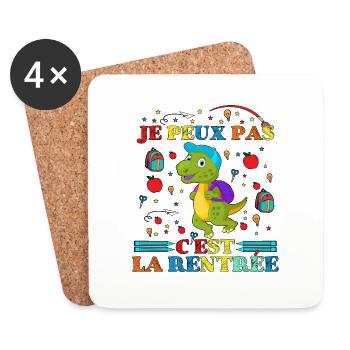 J'Peux Pas C'est la Rentrée Cadeau Rentrée Scolair - Dessous de verre (lot de 4) - blanc - Devant