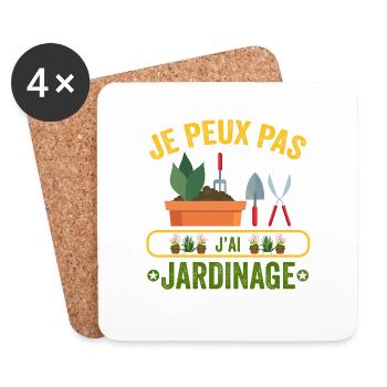je peux pas j'ai jardinage cadeau jardin jardinier - Dessous de verre (lot de 4) - blanc - Devant