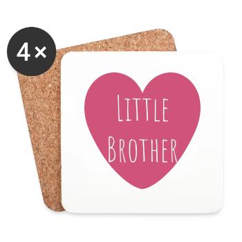 Little Brother | Pink Heart - Coasters (set of 4) - white - Front