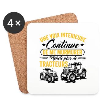 Humour Tracteur Cadeau homme femme enfant Tracteur - Dessous de verre (lot de 4) - blanc - Devant