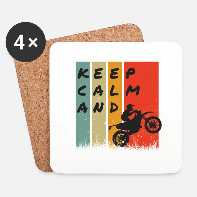 KEEP CALM AND MOTOCROSS! - Untersetzer (4er-Set) - Weiß