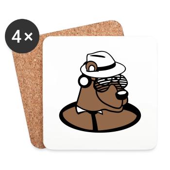 Funny DJ Grizzly Brown Bear Party Club Music Bear - Coasters (set of 4) - white - Front