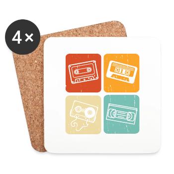 Oldschool costume with retro cassette - Coasters (set of 4) - white - Front