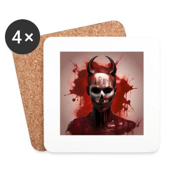 Horror Chic: Stylisches T-Shirt für Halloween-Fans - Untersetzer (4er-Set) - Weiß - Vorne