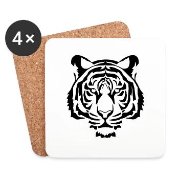Cool black tiger - Coasters (set of 4) - white - Front