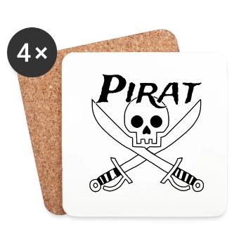 Pirat - Totenkopf - Untersetzer (4er-Set) - Weiß - Vorne