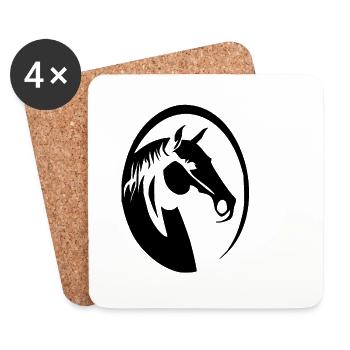 Cheval noir cool - Dessous de verre (lot de 4) - blanc - Devant