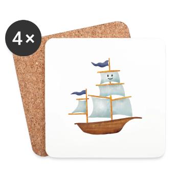 Sailing ship - Coasters (set of 4) - white - Front