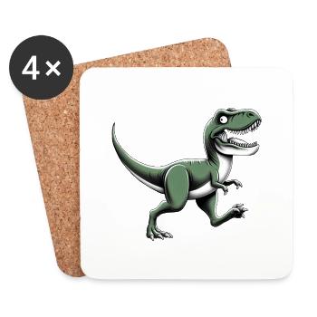 Velociraptor dynosaure Trex - Dessous de verre (lot de 4) - blanc - Devant