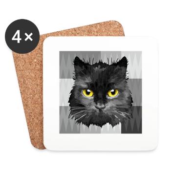 Katze - Untersetzer (4er-Set) - Weiß - Vorne