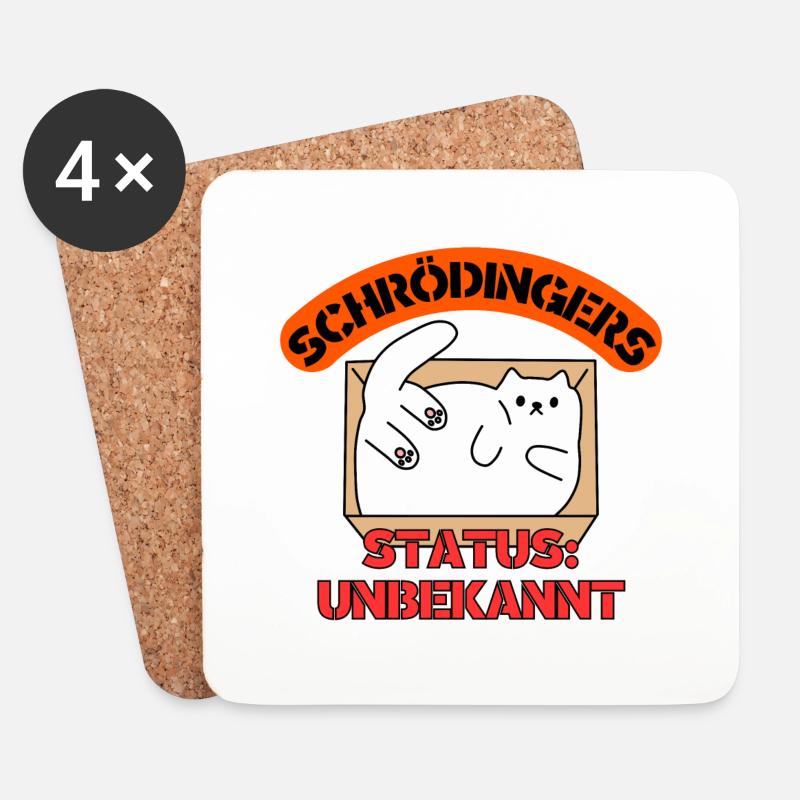 Schrödingers Paradoxon - Untersetzer (4er-Set) - Weiß