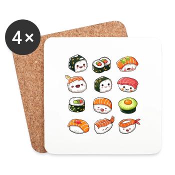 Kawaii Sushi Japan - Untersetzer (4er-Set) - Weiß - Vorne
