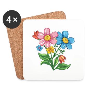 Fleurs - Dessous de verre (lot de 4) - blanc - Devant