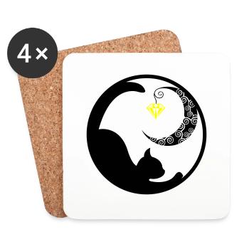 Chat Lune 02 - Dessous de verre (lot de 4) - blanc - Devant