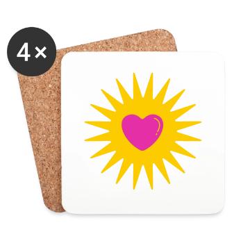 Herz-Sonne - Untersetzer (4er-Set) - Weiß - Vorne