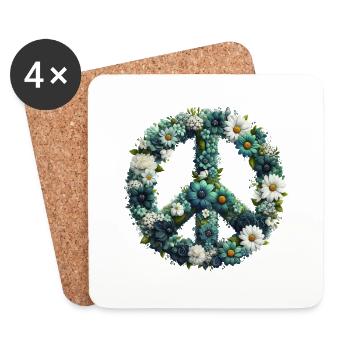 Hippie Soul Groovy Sommer Zeit Frieden Liebe Blumen - Untersetzer (4er-Set) - Weiß - Vorne