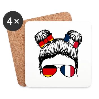 Français Français Allemagne France - Dessous de verre (lot de 4) - blanc - Devant