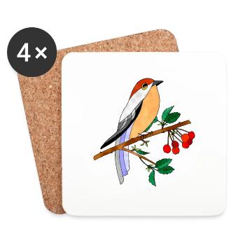 Bunter Vogel - Untersetzer (4er-Set) - Weiß - Vorne