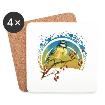 Bunter Vogel - Untersetzer (4er-Set) - Weiß - Vorne