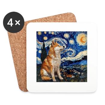 Akita Van Gogh - Untersetzer (4er-Set) - Weiß - Vorne