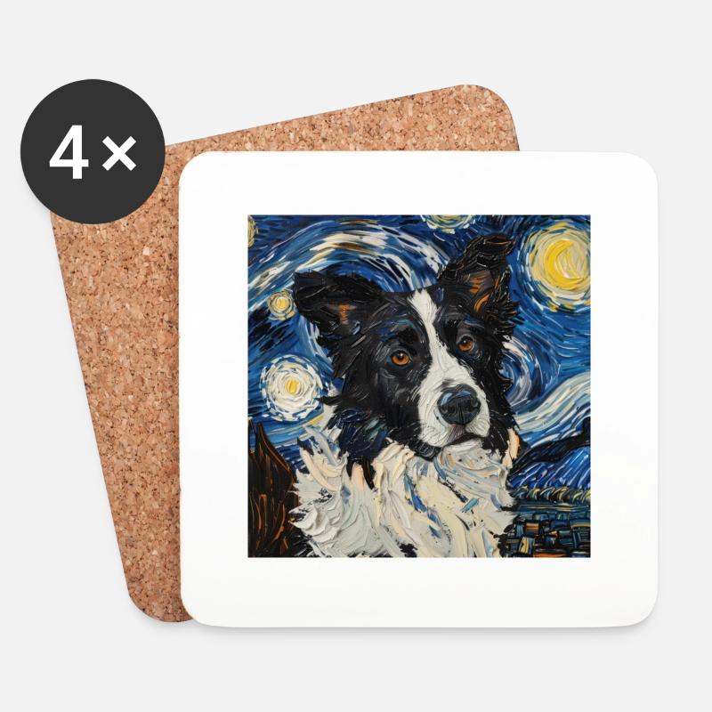 Border Collie - Untersetzer (4er-Set) - Weiß
