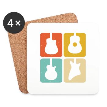 Médiator de Guitare vintage Cadeau de Guitariste - Dessous de verre (lot de 4) - blanc - Devant