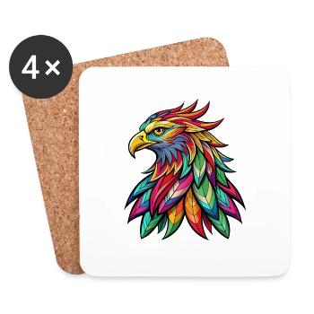 Aigle coloré - Dessous de verre (lot de 4) - blanc - Devant