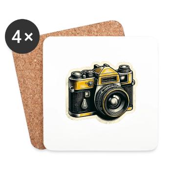 Yellow camera - Coasters (set of 4) - white - Front