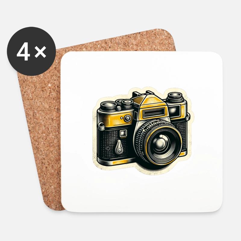 Yellow camera - Coasters (set of 4) - white