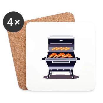 Grillen und BBQ sind super zu jeder Jahreszeit - Untersetzer (4er-Set) - Weiß - Vorne