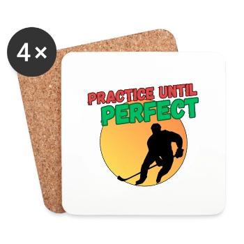Practice Until Perfect -Ice Hockey - Coasters (set of 4) - white - Front