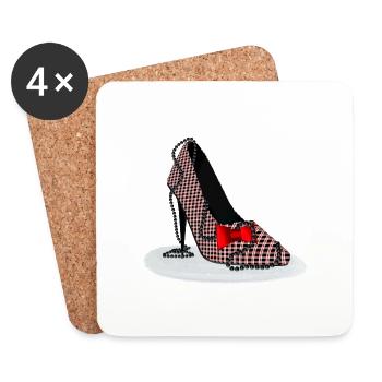 HighHeels – Schottisches Karomuster - Untersetzer (4er-Set) - Weiß - Vorne