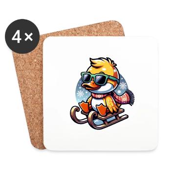 Süße coole Ente Weihnachten - Untersetzer (4er-Set) - Weiß - Vorne