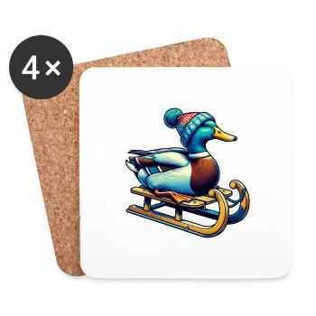 Cool Duck Winter - Dessous de verre (lot de 4) - blanc - Devant