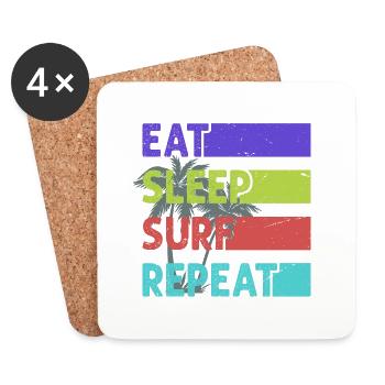 Eat, Sleep, Surf, Repeat - Coasters (set of 4) - white - Front